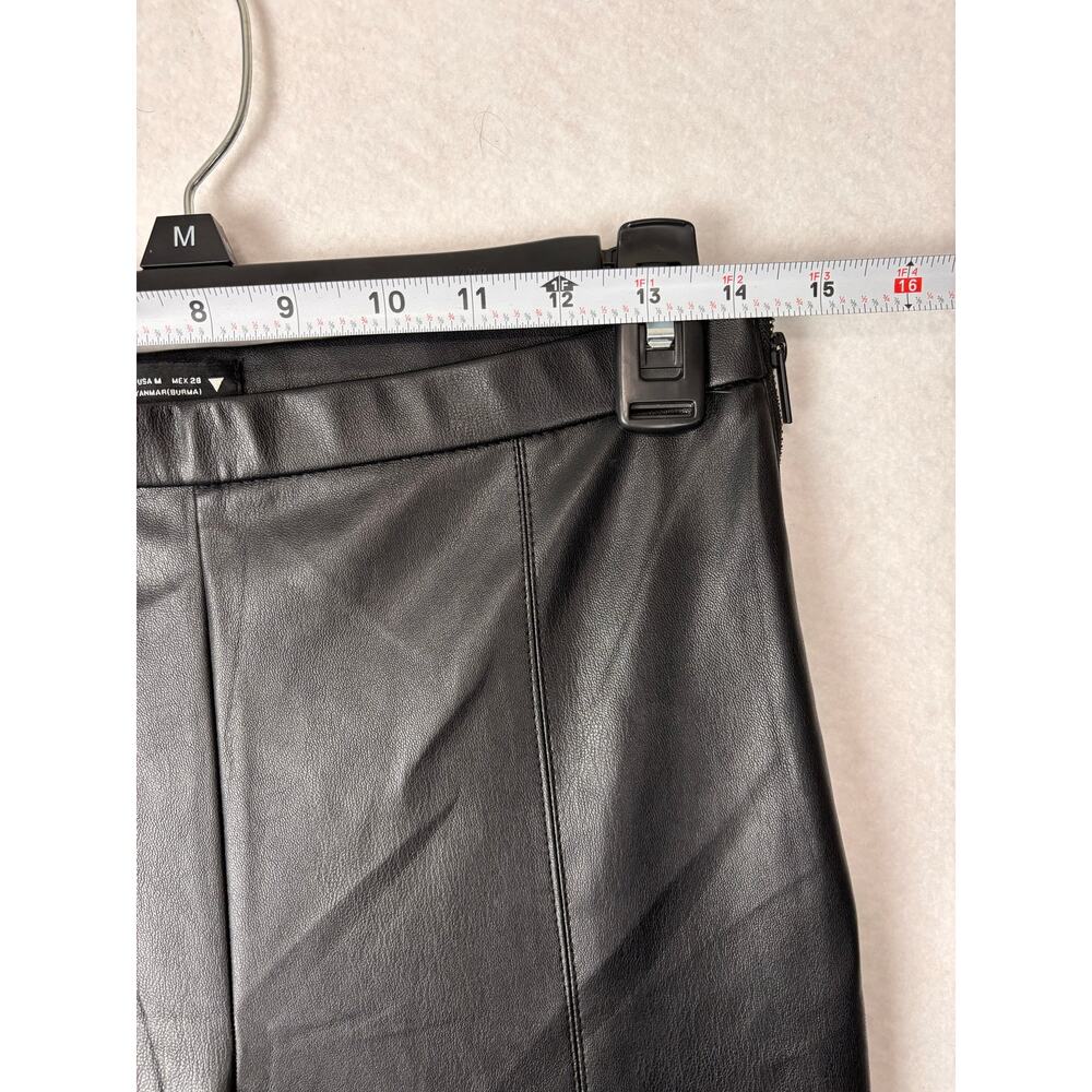 Zara Vegan Leather Leggings Womens Medium Black High Rise Slim Fit Moto Clubwear - Picture 3 of 7